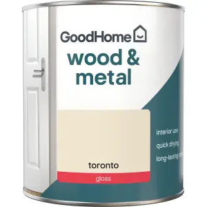 GoodHome Toronto Gloss Metal & wood paint, 750ml