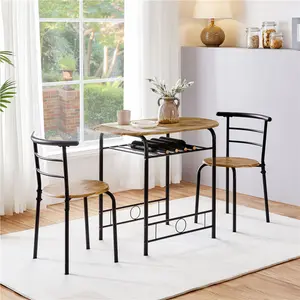 2 - Person Dining Set Brown/Black / 76" H x 49" W x 42" D