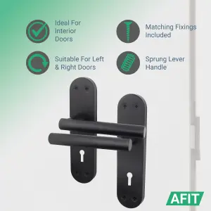 AFIT Matt Black Door Handle Key Lock Set - 1 Pair of Internal T-Bar Handles with Sash Lock (64mm) & Keys - Olvera Range