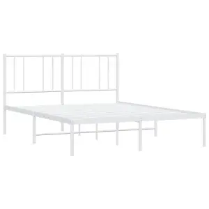 Berkfield Metal Bed Frame with Headboard White 150x200 cm 5FT King Size