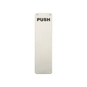 2x Push Engraved Door Finger Plate 300 x 75mm Bright Stainless Steel Push Plate