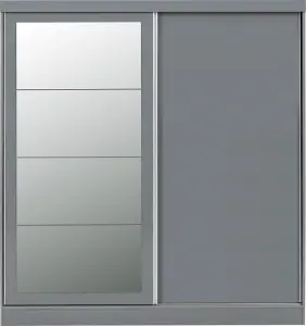 Nevada 2 Door Sliding Wardrobe with Mirror in Grey Gloss Finish