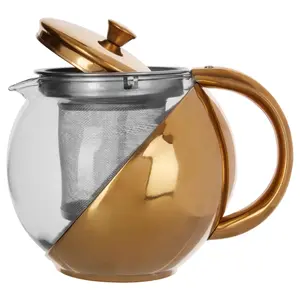 Maison by Premier Miller Gold Finish Glass 600 ml Teapot With Infuser