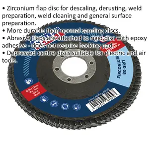 High-Performance 115mm Zirconium Flap Disc with 22mm Bore - 80 Grit for Surface Preparation