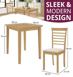 Hallowood Furniture Ledbury Small Dining Table with 2 Chairs in Light Oak Finish