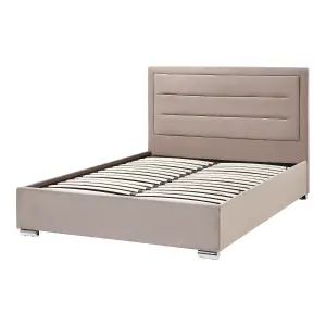 Velvet EU Double Size Ottoman Bed Taupe ROUEN