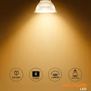 paul russells LED GU10 Light Bulb, 4W 450 Lumens, 35w Equivalent, 2700K Warm White, Ceiling Spotlights, Pack of 3