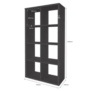 GoodHome Mixxit Grey Freestanding 8 shelf Rectangular Shelving unit, (H)1426mm (W)735mm