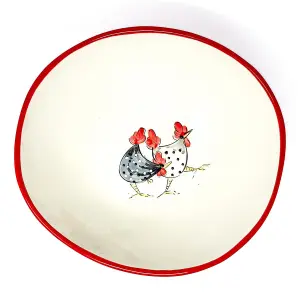 Farmhouse Hand Painted Ceramic Kitchen Dining Large Curvy Wonky Bowl (D) 22-25cm x (H) 9cm