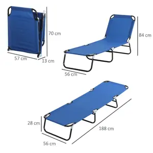 Outsunny Folding Lounge Chair Outdoor Chaise Lounge for Bench Patio Blue