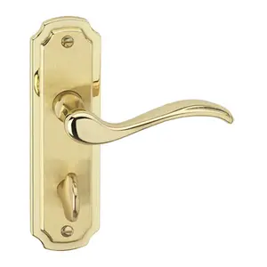 URBNLIVING 157cm Length 12 Pcs Constance Metal & Polished Brass Bathroom Lever Latch Door Handles Set