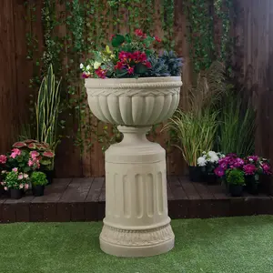 Sandstone Royale Urn On Round Plinth