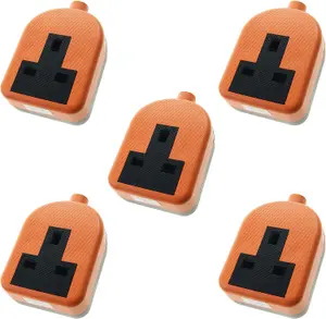 1 Gang High Impact Trailing Extension Socket, without Plug and Cable, 13A, Orange - 5 Pack