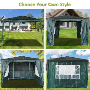 BIRCHTREE 3X3M Outdoor PE Gazebo Patio Shade Canopy Waterproof 4 Pieces Sidewalls Green