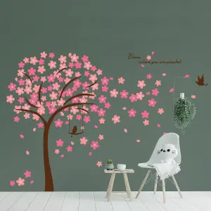 Walplus Cherry Blossom Tree Decal Decoration Home Wall Stickers Mural 310Cm X 180Cm Kids Sticker PVC Brown,Pink