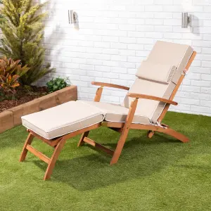 Alfresia Taupe Steamer Deck Chair Garden Cushion