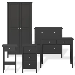 Valenca Satin black MDF 1 Drawer Bedside table (H)700mm (W)400mm (D)354mm