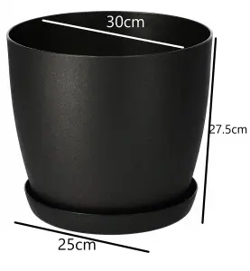 Plant Pots Flower Planter 6 Colours 8 sizes Matt Plastic Pot + Saucer Tray Deco Graphite Black Matt 30cm