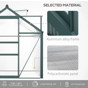 Outsunny 6x10ft Walk-In Polycarbonate Greenhouse Plant Grow Galvanized Aluminium