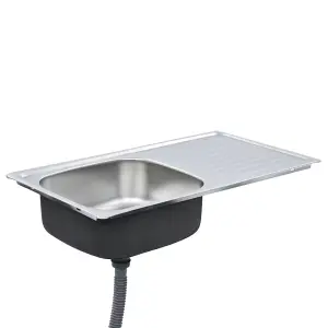 Berkfield Kitchen Sink with Strainer and Trap Stainless Steel