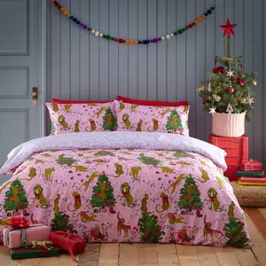 furn. Purrfect Christmas Festive Reversible Duvet Cover Set