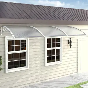 White Outdoor Window Front Door Canopy Outdoor Awning Rain Shelter W 270 cm x D 100 cm x H 28 cm