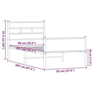 Berkfield Bed Frame without Mattress Brown Oak 90x200 cm Engineered Wood