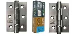 PERRY SATIN 75mm Stainless Steel Ball Bearing Butt Hinges - Grade 7 CE Marked