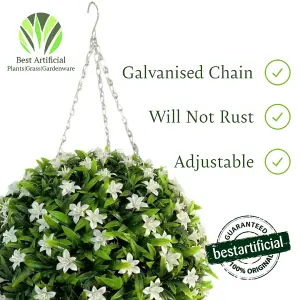 Best Artificial 28cm White Lily Hanging Basket Flower Topiary Ball - Suitable for Outdoor Use - Weather & Fade Resistant