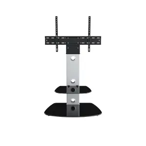 AVF Lucerne 70cm Curved Pedestal TV Stand, for TVs 32-65" - Silver and Black Glass