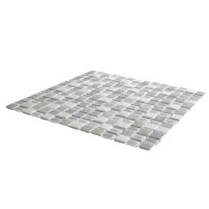 Parmia White Gloss Glass effect Glass & marble Mosaic tile, (L)300mm (W)300mm