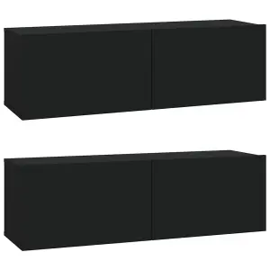 Berkfield 3 Piece TV Cabinet Set Black Engineered Wood