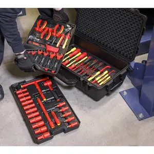 50-Piece VDE Insulated 3/8-Inch Socket Tool Kit for Electricians and Technicians