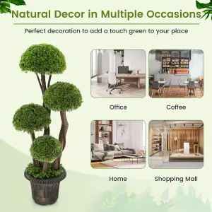 Costway Artificial  Topiary Ball Plant with Rattan Trunk Decor Tree