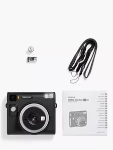 Fujifilm Instax SQUARE SQ40 Instant Camera With Selfie Mode, Built-In Flash & Hand Strap, Black