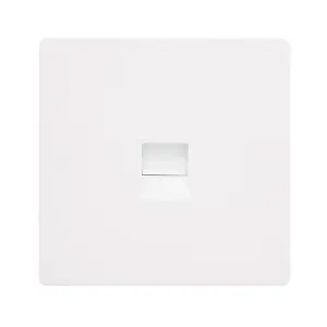 White Metal Screwless Plate Secondary Telephone Single Socket - White Trim - SE Home