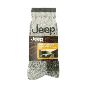 Jeep Terrain - Mens 3 Pair Work Socks 6-11 Grey