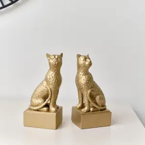 Melody Maison Gold Sitting Leopard Bookends - 20cm