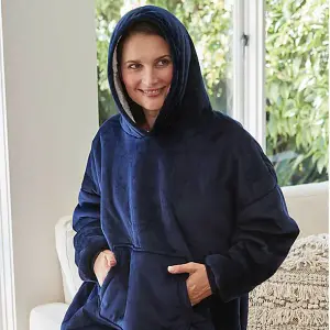 Easylife Snuggle Hoodie - Navy Fleece-lined hood