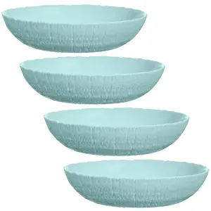 URBNLIVING 4cm Height Turquoise Glass Decorative Small Salad Serving Bowls Set of 4