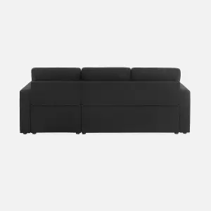 sweeek. 3-seater reversible corner sofa bed with storage Ida Black 219x84x68 cm