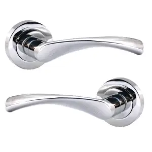 Astrid Door Handles Latch Twist Lever on Rose - Chrome 120mm