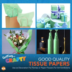 20pk Green Tissue Paper for Wrapping Gifts, 66cm x 50cm Green Tissue Paper Sheets for Packaging Biodegradable Green Wrapping Paper