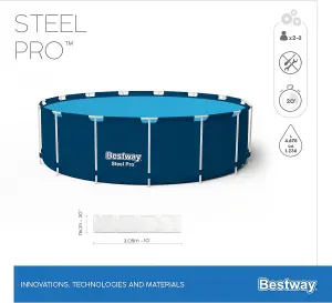 10ft Bestway Steel Pro Frame Pool Set Round Above-Ground Swimming Pool