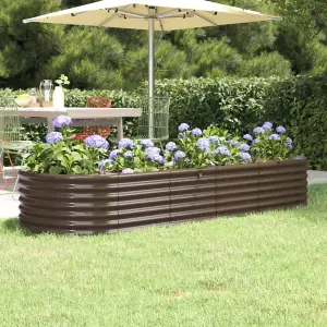 Berkfield Garden Planter Powder-coated Steel 224x80x36 cm Brown