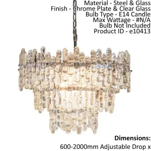 Ceiling Pendant Light Chrome Plate & Clear Glass 9 x 40W E14 Dimmable