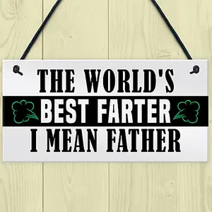 Red Ocean Funny Fathers Day Sign BEST FARTER Novelty Gift For Dad Daddy Birthday Gift For Dad For Him Daughter Gifts Joke Humour