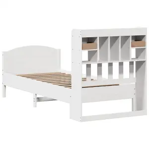 Berkfield Bookcase Bed without Mattress White 90x200cm Solid Wood Pine