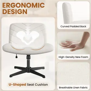 Yaheetech Beige Fabric Swivel Desk Chair with No Arms