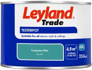 Leyland Trade Vinyl Matt Walls & Ceilings Emulsion Paint Turquoise Blue (RAL 5018) 350ml Tester